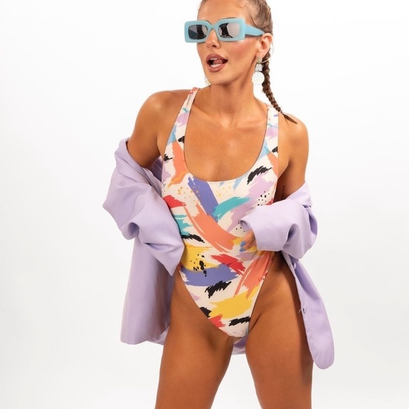 Forever 21 retro racerback high leg cut one piece swim - Picture 1 of 4